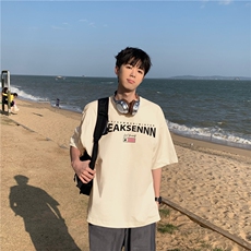 2025夏季新款抖音品质潮流字母印花宽松短袖dcm299-特批20控38，男装T恤，星座605(原A050)