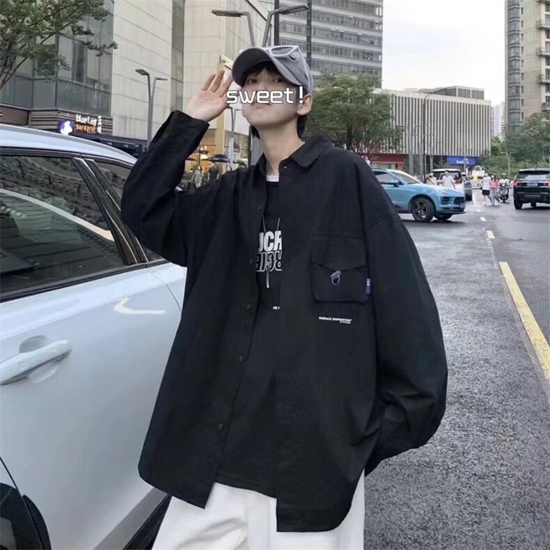 长袖衬衫男港风立体口袋衬衫外套K8903P32，男装衬衫，星座1116-2