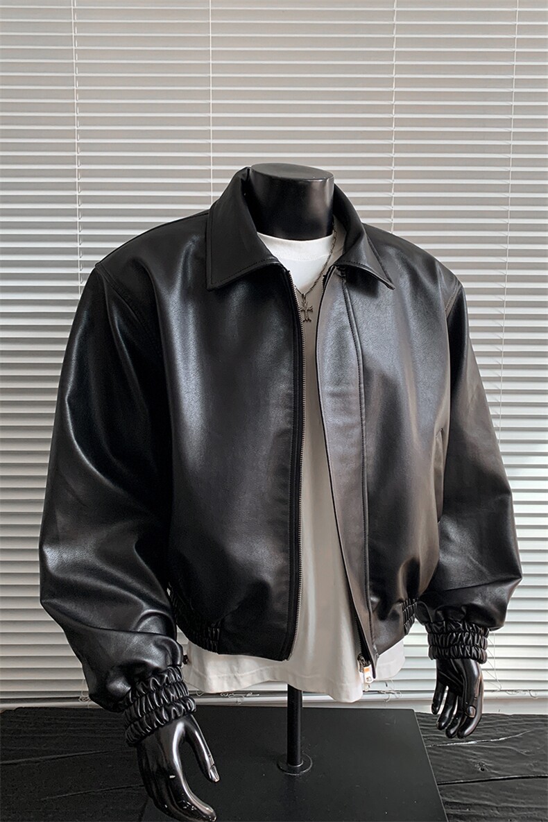 美式潮流cleanfit皮衣男短款宽松2025新款皮夹克外套JK3652-特P78,男装皮衣,电商B295