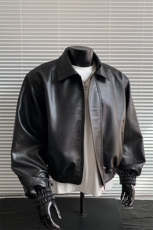 美式潮流cleanfit皮衣男短款宽松2025新款皮夹克外套JK3652-特P78，男装皮衣，电商B295