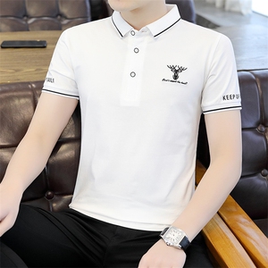 新款polo衫男短袖爸爸夏季纯色商务中年男士翻领t恤薄款宽松上衣图片