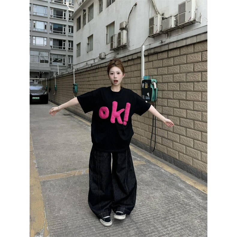 BK891LL-特45美式复古立体字母情侣短袖T恤男女款夏季小领口半袖,男装T恤,星座1007（原301D）