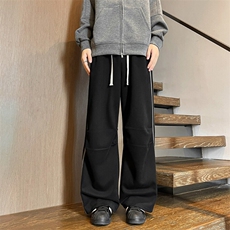 8XL-M美式复古三条杠休闲裤子加绒特大码阔腿卫裤KZ1935P60加70，男装休闲裤，电商B238