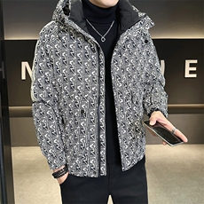 工装字母满印花羽绒服男新款设计感连帽外套A329-YR9865-P185，男装羽绒服，电商A329