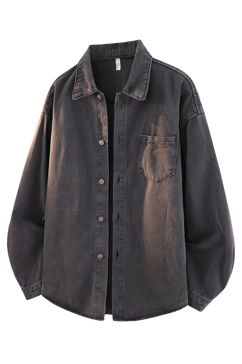 8XL-M特大码牛仔衬衫宽松浅蓝色牛仔外套男休闲衬衫CS502P68控88,男装工装外套,电商D206-1
