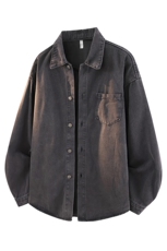 8XL-M特大码牛仔衬衫宽松浅蓝色牛仔外套男休闲衬衫CS502P68控88，男装工装外套，电商D206-1