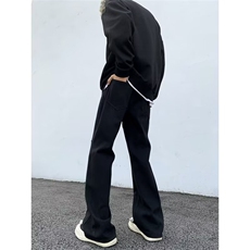 黑色微喇牛仔裤男春秋美式高街痞帅解构机能裤子1001-1-TN341-P42，男装牛仔裤，星座1001-1