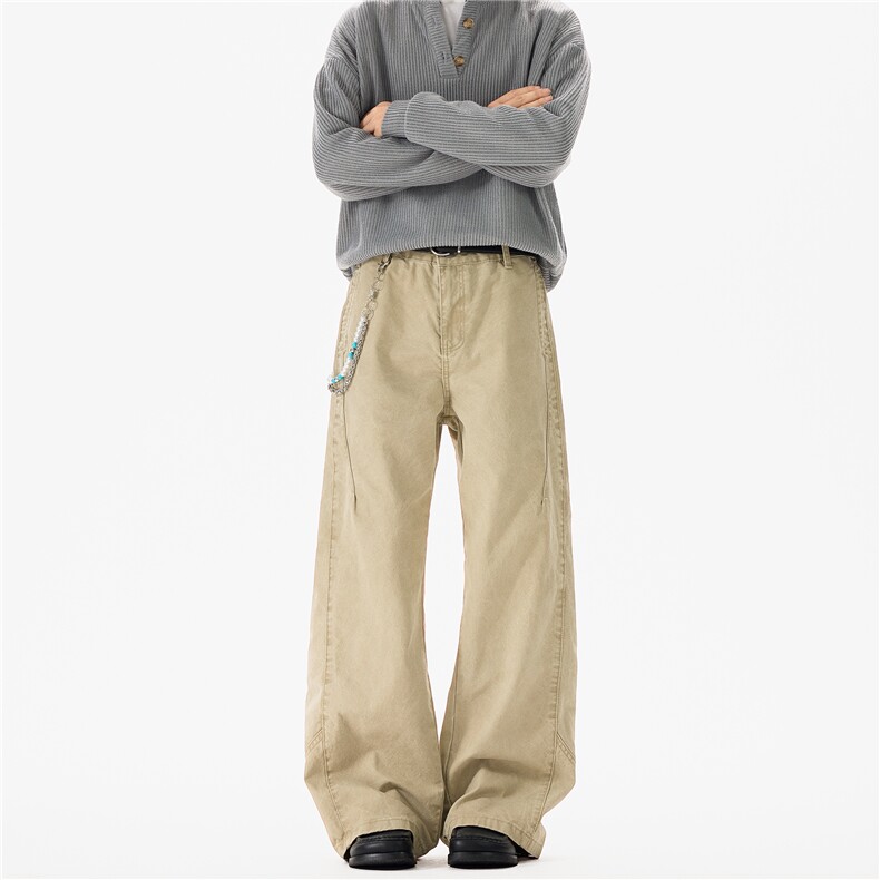 潮牌复古cleanfit直筒休闲裤男秋季宽松阔腿百搭工装裤N13166-P57,男装工装外套,星座1008