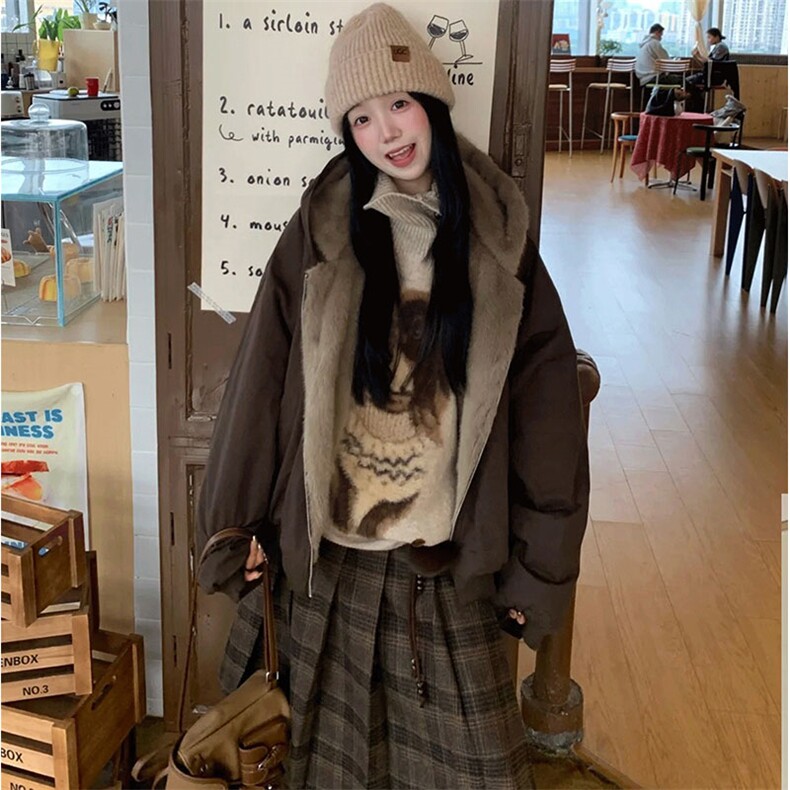 两面穿现货重磅短款座山雕棉衣男女双面穿毛毛绒棉服加厚外套,男装棉衣,电商A486-1