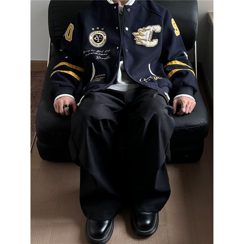 美式棒球服外套2025早秋新款刺绣宽松设计感休闲学生夹克上衣潮,男装夹克,星座601-1