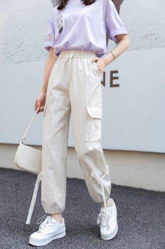 现货脚口抽绳工装裤，女装，杭派依秀