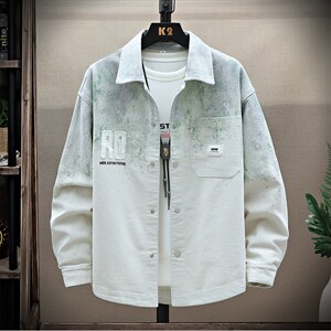 美式复古扎染牛仔夹克2026新款宽松休闲衬衫外套 A436-2811-P70，男装夹克，电商A436