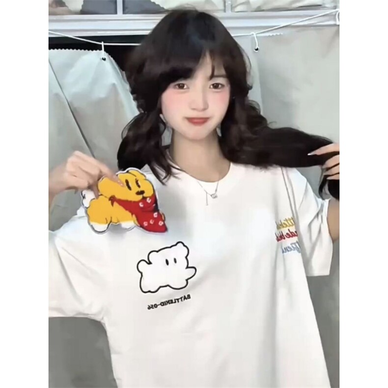 H0580-P35刺绣+魔术贴2025休闲宽松T恤女图片