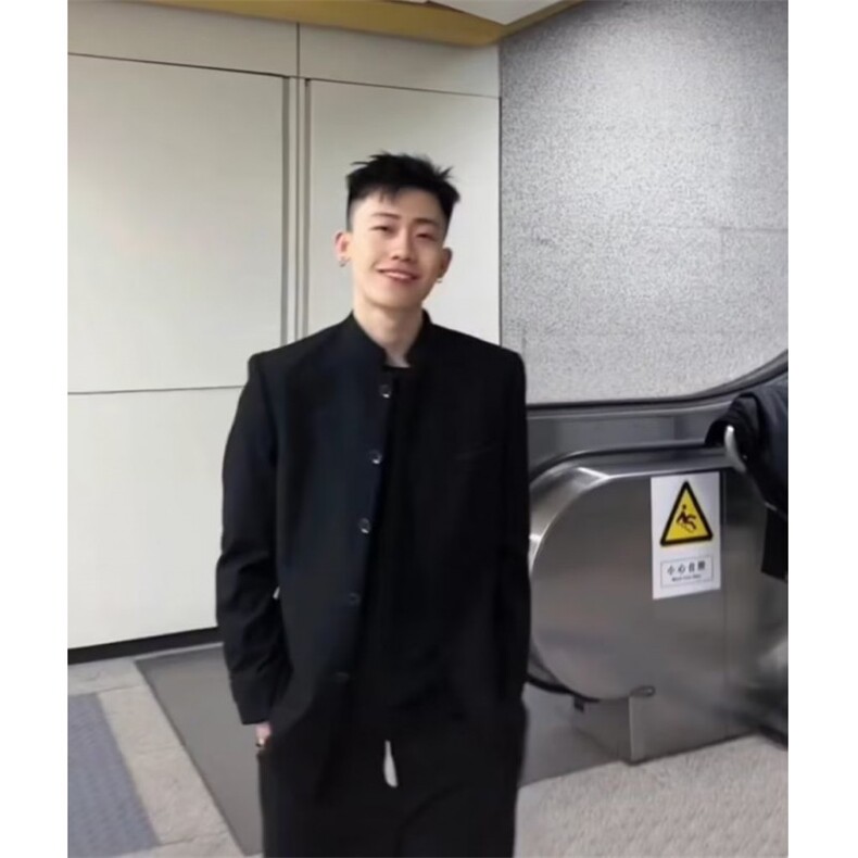 DXZ18-P65秋季新款纯黑唐装男士中山装外套修身显瘦夹克-网图现货,男装西服,星座603-2