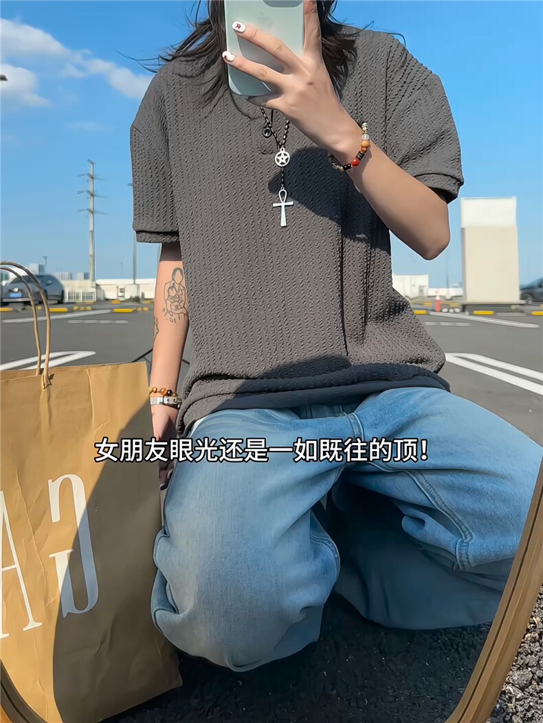 XZ809A/SSS08/P45/控58肌理感亨利领T恤,男装T恤,星座809A(原222-1)