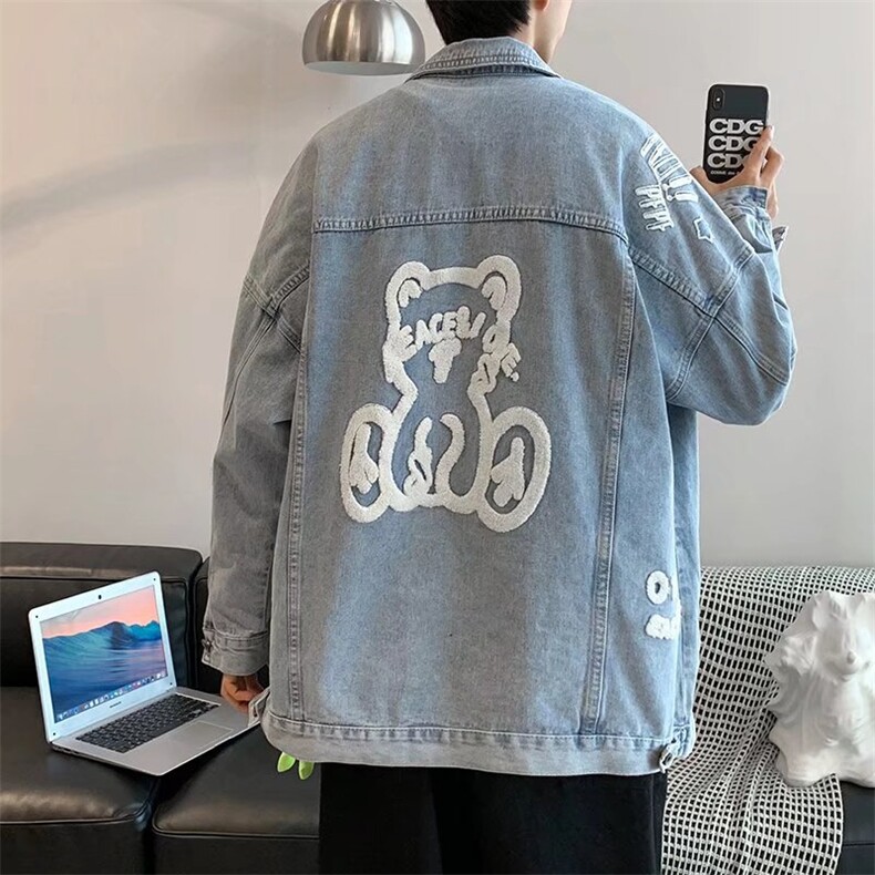 男秋冬新款牛仔夹克外套卡通印花JK004P70图片