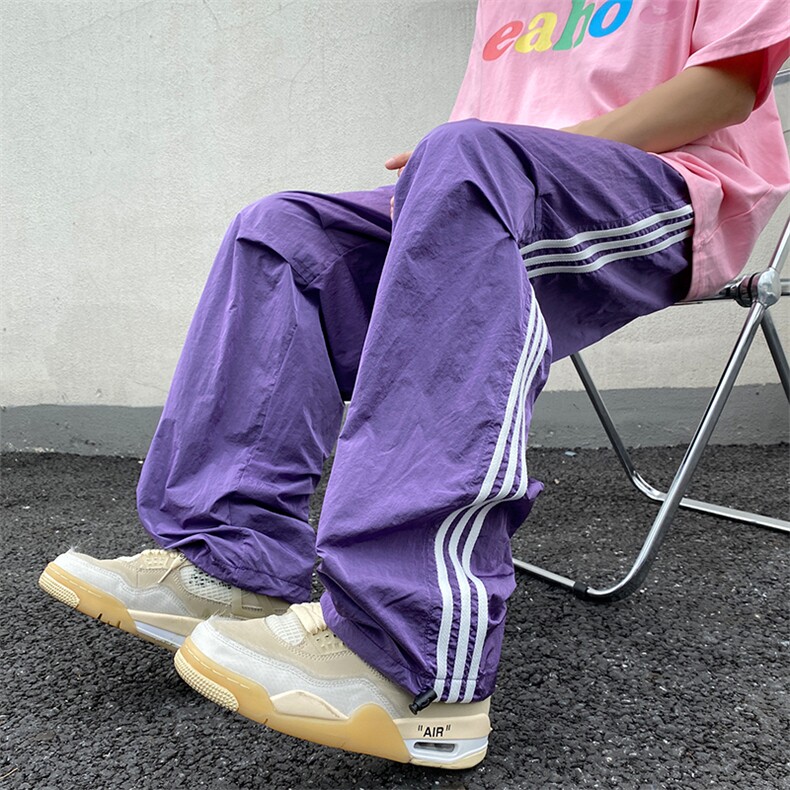 美式10条纹金属质感运动裤秋季薄款坠感裤运动裤K211-1-K2345-P50，女装休闲裤，星座211-1