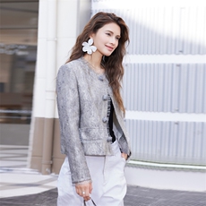 2025春转新款短袖宋锦提花短款玫瑰花小香风短款外套，女装短外套，2C091