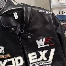 美式高街赛车服vintage皮衣夹克潮牌刺绣机车立领外套HH5511P70，男装皮衣，星座1013-5