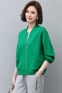2022年秋季新款短外套女士短款韩版宽松显瘦棒球服女拉链开衫图片
