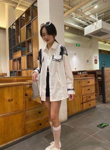 拼接衬衫外套，女装衬衫，Q.P