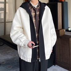 秋装新款拼色男士毛呢港风连帽夹克外套A071-JK10-P108，男装夹克，电商A071