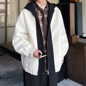 秋装新款拼色男士毛呢港风连帽夹克外套 A071-JK10-P108图片
