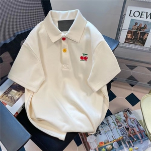 H513-p45 学生少女Polo衫套装女夏季学院风短袖短裤两件套图片