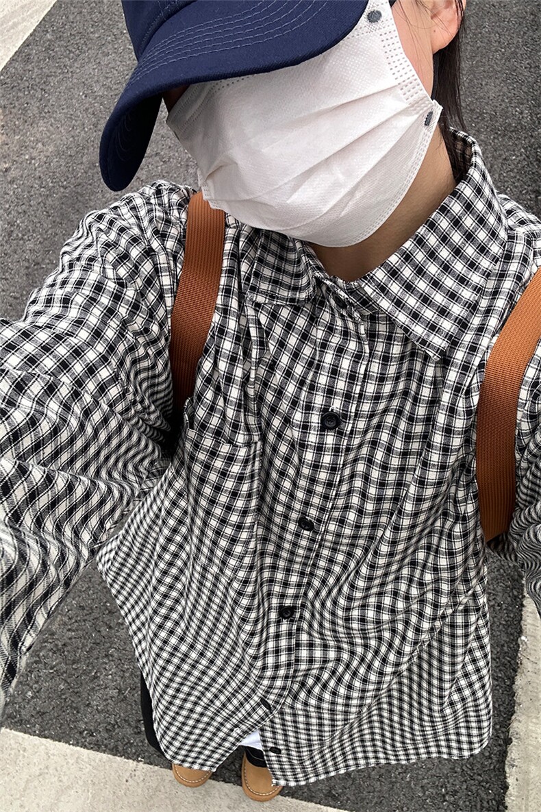 cleanfit蓝色格子衬衫男春季内搭慵懒风长袖格纹衬衣美式情侣外套,男装衬衫,星座301C-5