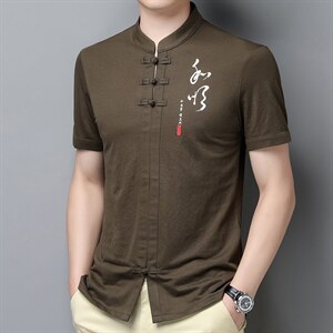 唐装男短袖2023新款上衣中老年爸爸夏装风老人衣服，男装民族服装，电商B212（原钱塘6029）