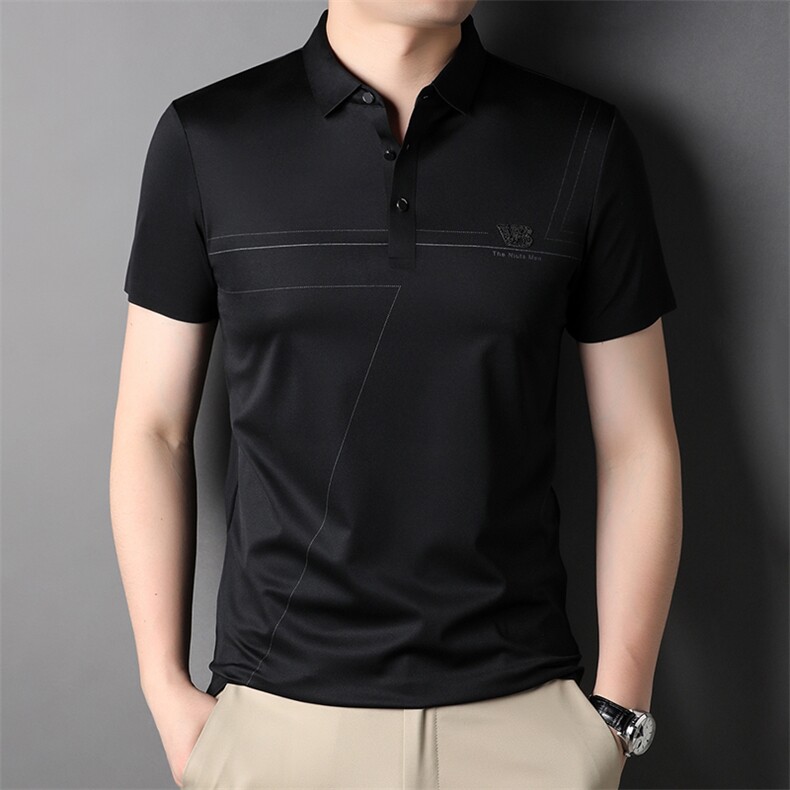 夏季新款男士翻领短袖t恤中年有领男装上衣服休闲POLO衫图片
