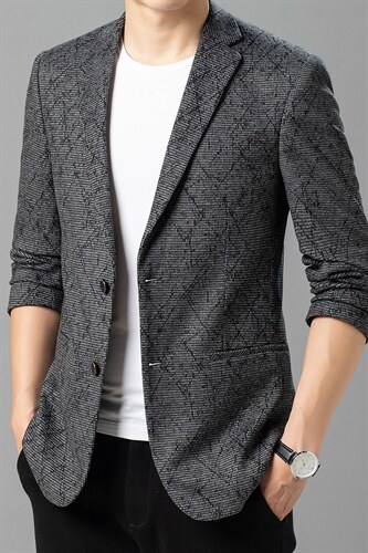 西服男秋季潮款休闲商务小西服上衣中年男士单西外套ASD2311-P180,男装西服,电商B212（原钱塘6029）
