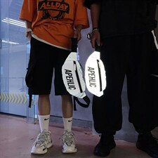 创意款单肩帆布包女嘻哈个性男士胸包腰包反光潮酷斜挎包，鞋类箱包帆布包，星座510A-2