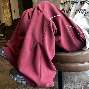 美式嘻哈春秋季潮牌垂感直筒拖地裤子男宽松阔腿休闲裤KK322-35图片