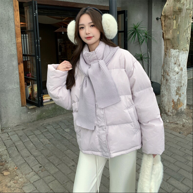 新品2C273-9911-P245-K368浅紫色咖色羽绒服送围脖50白鸭绒,女装羽绒服,2C273