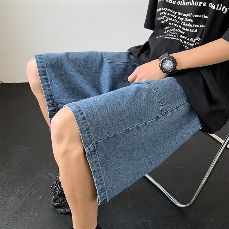 牛仔短裤男韩版潮流高街帅气2023夏季新款ins宽松五分裤RK421-P42,男装牛仔裤,星座412-3