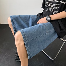 牛仔短裤男韩版潮流高街帅气2023夏季新款ins宽松五分裤RK421-P42，男装牛仔裤，星座412-3