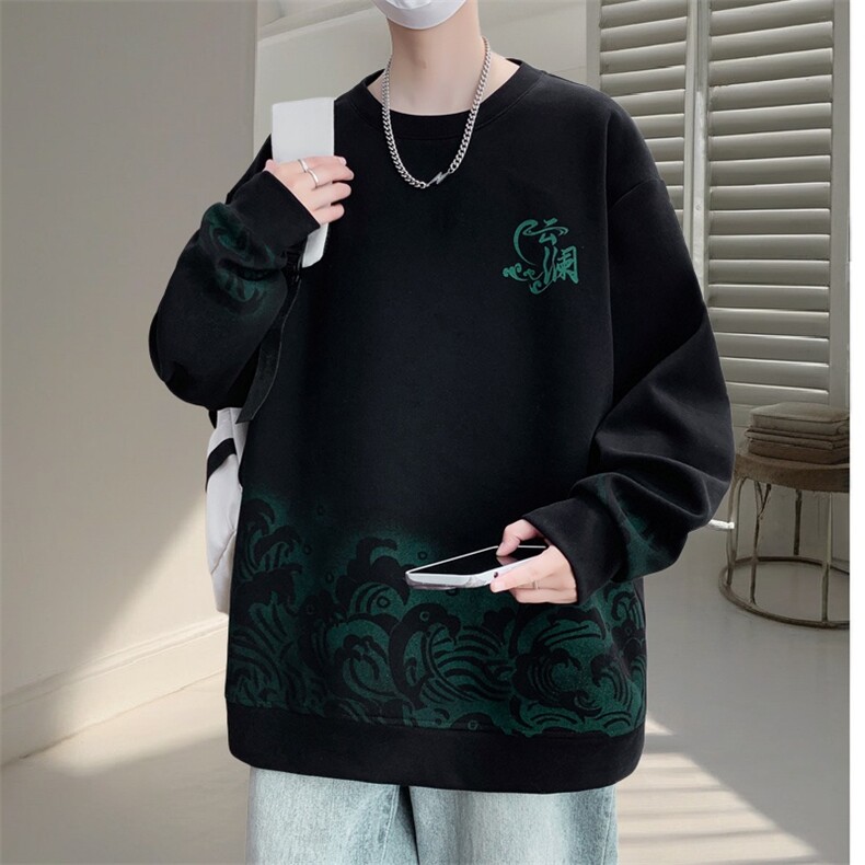春秋圆领卫衣男学生长袖打底衫青少年百搭宽松上衣LH9101-P50,男装T恤,星座1105-3