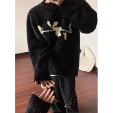 【005】玫瑰花仿水貂绒毛衣外套男宽松情侣针织衫A079-D50-P48，男装针织衫/毛衣，电商A079