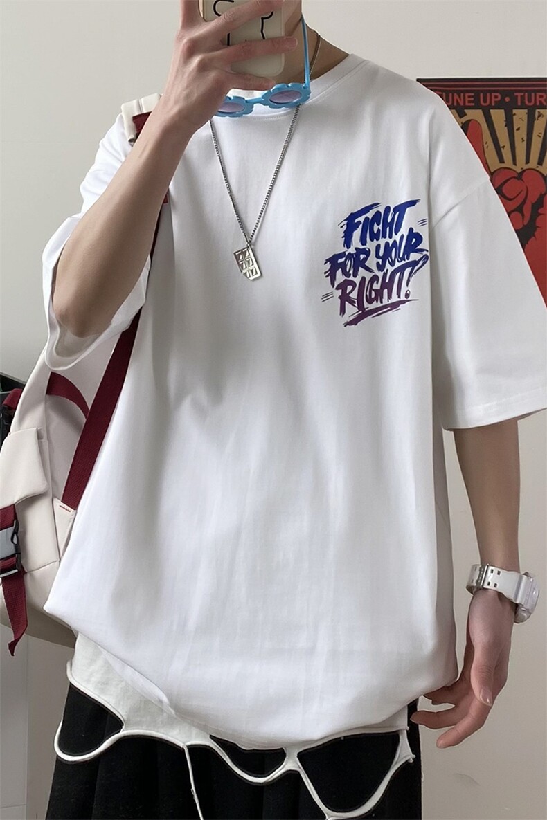 夏上新2023中性风百搭纯印花短袖T恤男女同款1166-P38控价58,男装T恤,电商A441-1