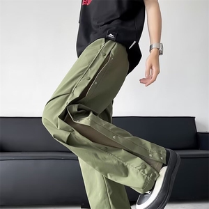 夏款男冰丝速干裤侧边开叉单排扣网眼冲锋裤大码M-5XL h0022 P48图片