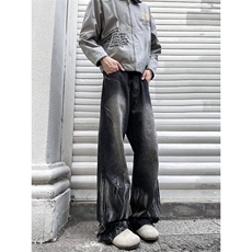 水洗牛仔裤男款小众阔腿hiphop青少年宽松直筒微喇裤子NB628，男装牛仔裤，星座1116A（原606A-3）