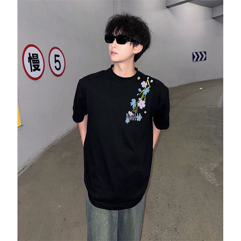 万针全刺绣解构设计260克重磅双纱纯棉高品质美式高街短袖T恤特39,男装T恤,电商A486-1