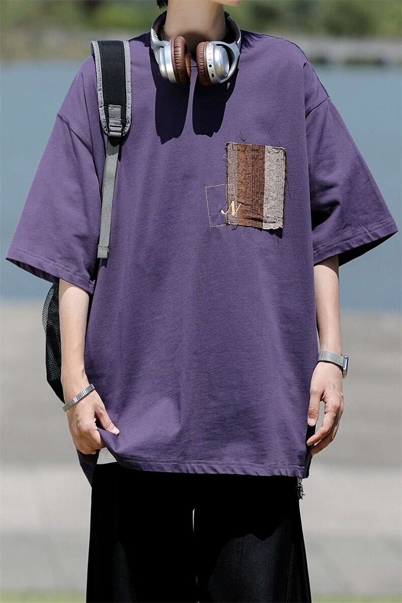 8XL-M高品质纯棉美式复古宽松简约百搭学院风短袖T恤上衣男DX343,男装T恤,电商D206-1