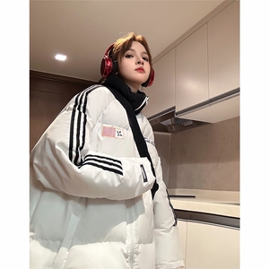 EQ336 美式潮流拼接撞色潮流冬季面包服外套男女情侣装棉衣2024图片
