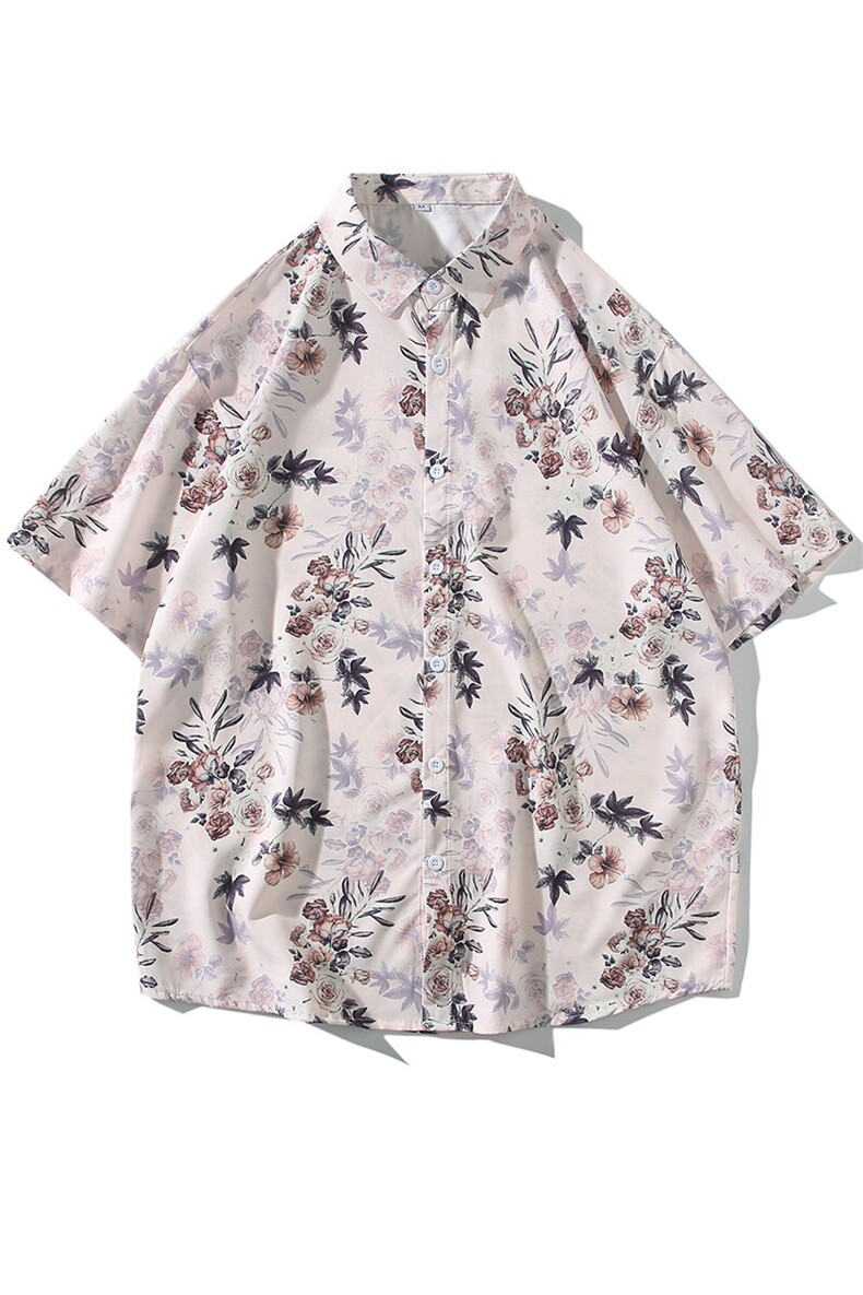 精品花衬衫大码男短袖夏季痞帅休闲上衣服外套翻领衬衣A012/P35,男装衬衫,电商A012