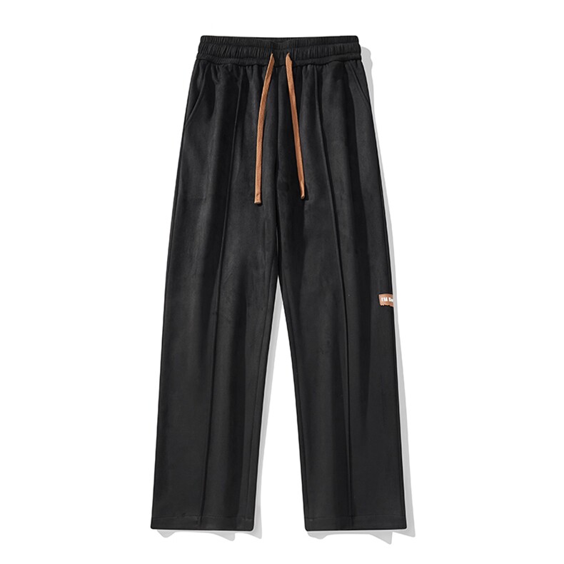新款男麂皮绒面料美式街头风休闲裤白底平铺XD8819-P55控88图片