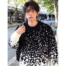圣诞红雪花渐变毛衣男冬季提花针织衫情侣氛围感毛线衣MY31，男装针织衫/毛衣，星座1116A（原606A-3）