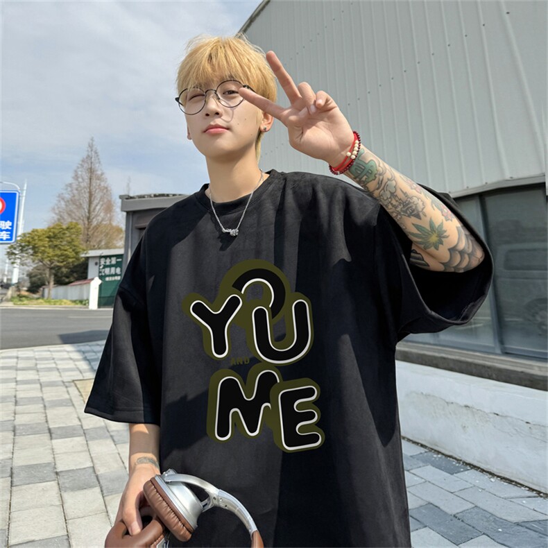 2024夏季新款麂皮绒圆领短袖T恤RT440-特P19控38,男装T恤,电商B370