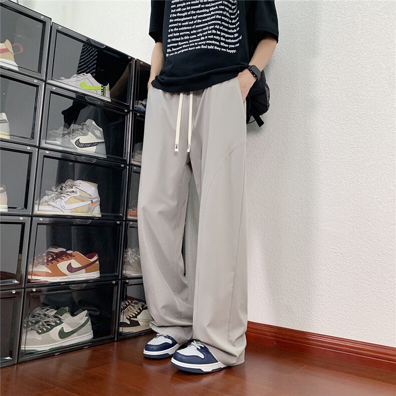 冰丝基础弯刀休闲裤K102模特地板景92%聚酯纤维8%氨纶(S-2XL)TP24,男装休闲裤,电商A088